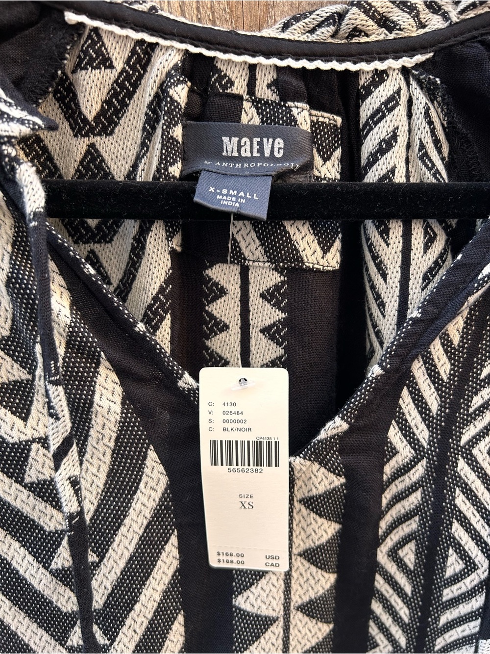 Anthropologie Maeve Dominique Tunic Dress in black and white size XS - Picture 6 of 9